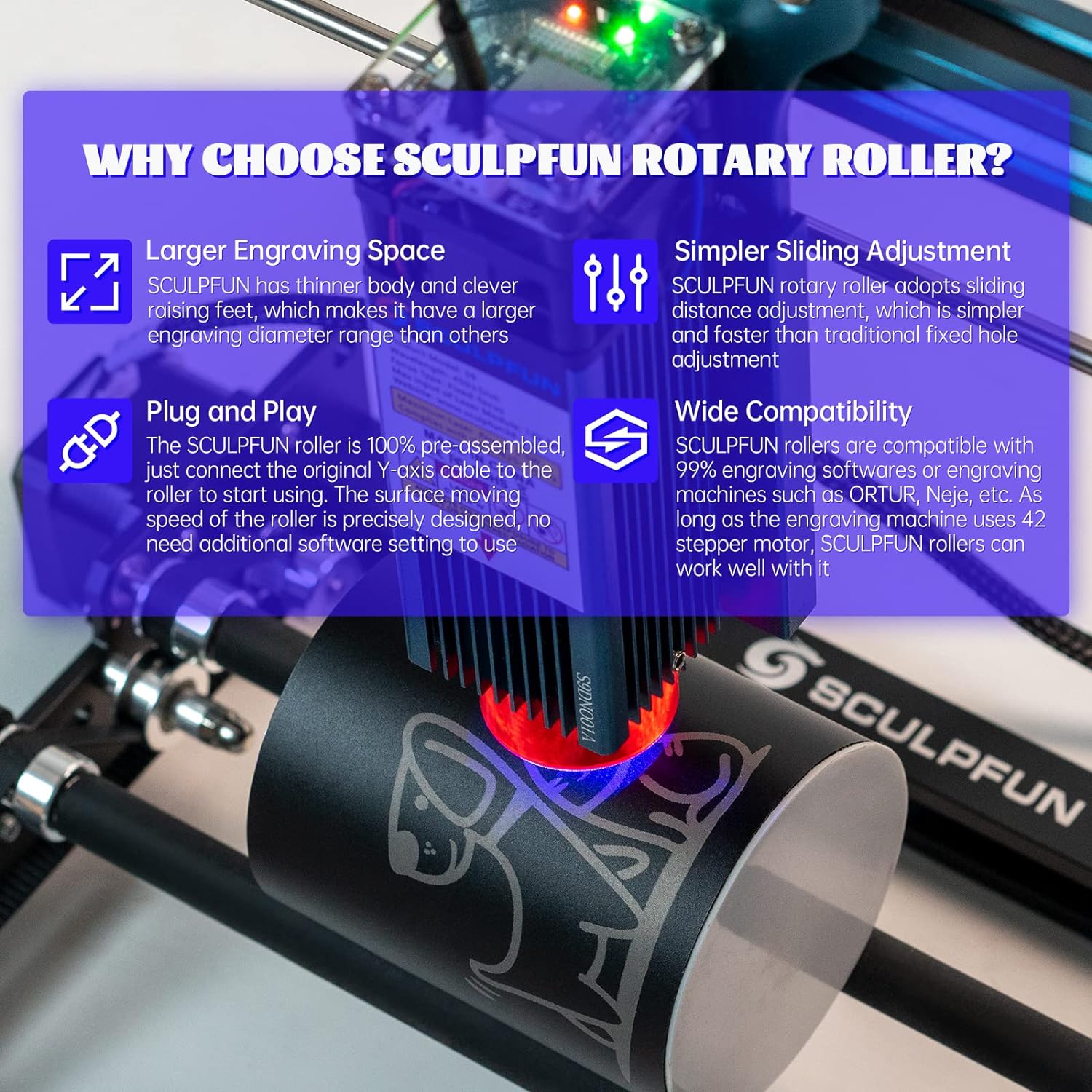 SCULPFUN Laser Rotary Roller L - Rotary Axis Laser Engraver recension och pris